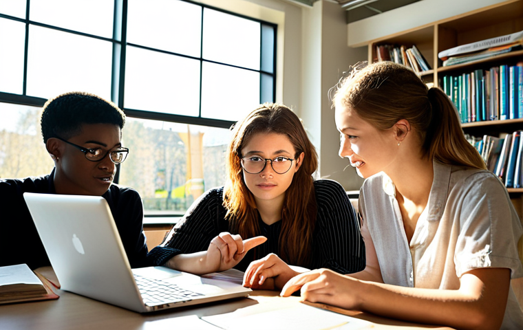 **

A diverse group of students in a modern university library, some studying textbooks on sociology and psychology, others working on laptops. Sunlight streams through large windows. In the background, a career guidance counselor helps a student, pointing to a chart outlining different academic paths to social work. The overall mood is hopeful and academic.

**