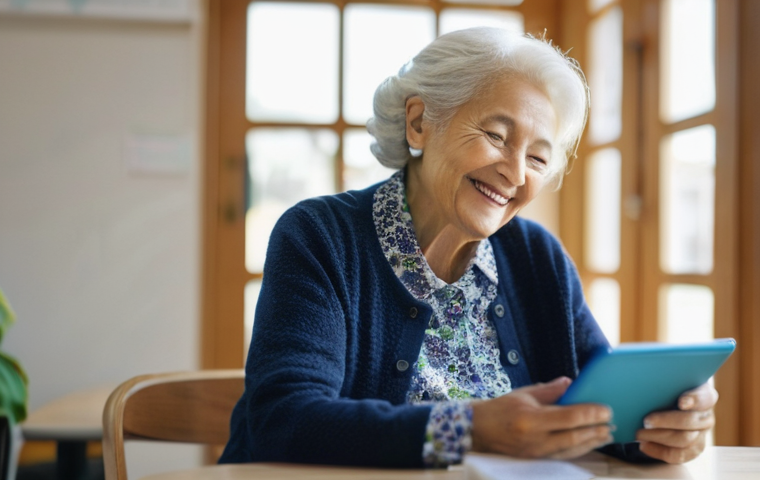 사회복지사와 커뮤니티 네트워크 - **Digital Inclusion and Connection at a Community Center**
"A heartwarming and bright scene insi...