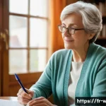 사회복지사 노인복지 분야 업무 - **Administrative and Emotional Support:**
A kind, middle-aged female social worker with warm, em...