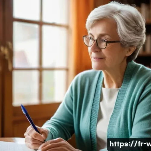 Home 25 사회복지사 노인복지 분야 업무 - **Administrative and Emotional Support:**
A kind, middle-aged female social worker with warm, em...