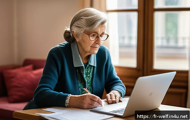 사회복지사 자격증 취득 동기 부여 - A compassionate social worker attentively listening to an elderly French woman in a cozy living room...